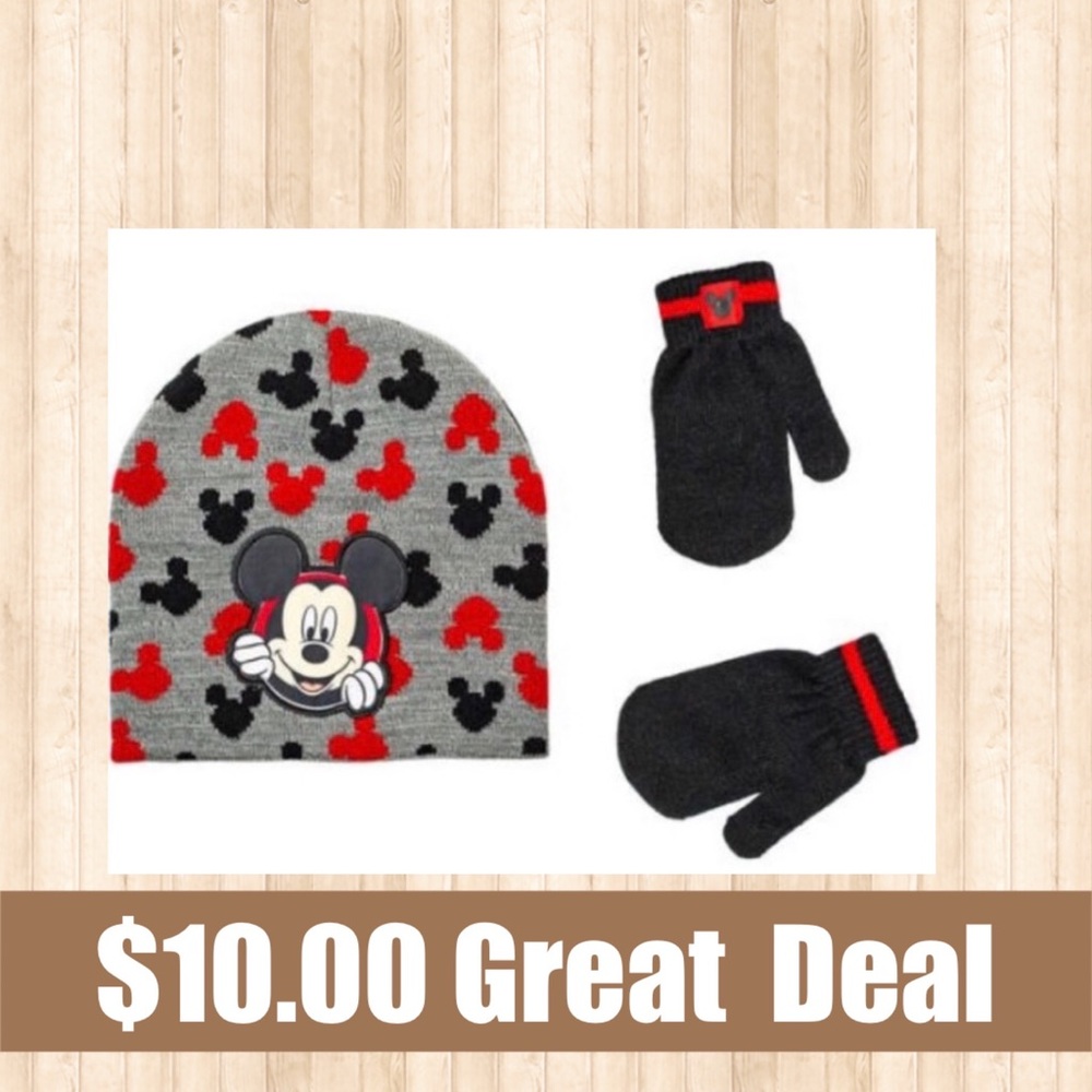 BRAND NEW New Mickey Mouse hat/mitten set